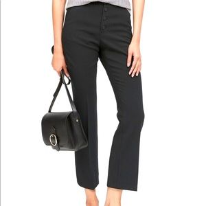 Banana Republic crop pants with exposed buttons.